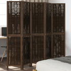 5-Panel Room Divider Solid Paulownia Wood Dark Brown