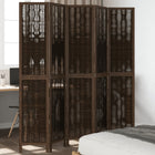 5-Panel Room Divider Solid Paulownia Wood Dark Brown