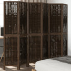 6-Panel Room Divider Solid Paulownia Wood Dark Brown
