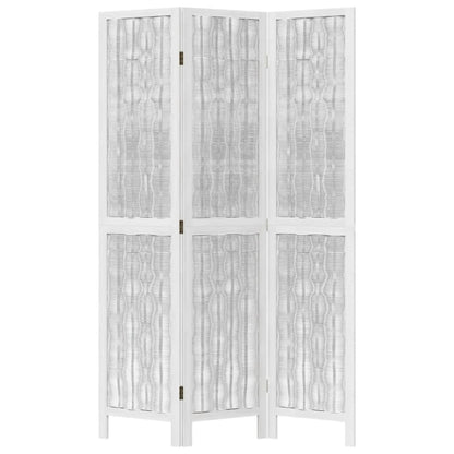 Kamerscherm met 3 panelen massief paulowniahout wit