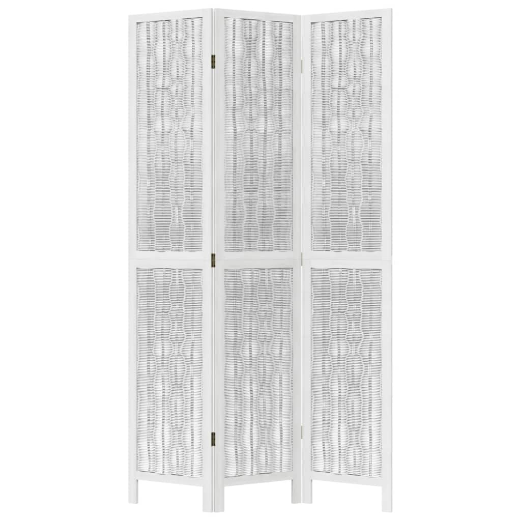 Kamerscherm met 3 panelen massief paulowniahout wit