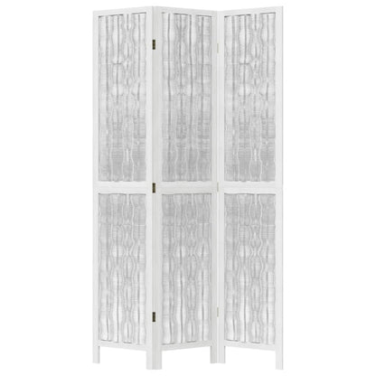 Kamerscherm met 3 panelen massief paulowniahout wit