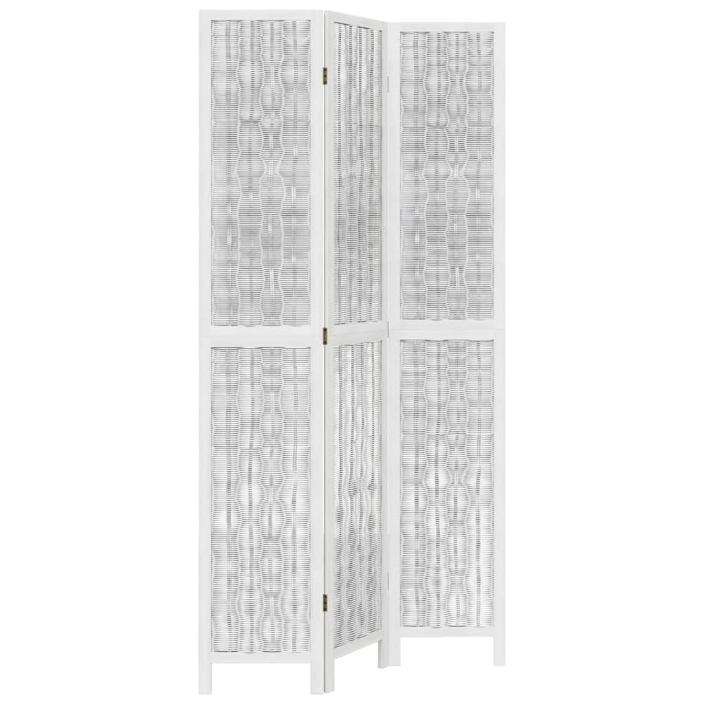 Kamerscherm met 3 panelen massief paulowniahout wit