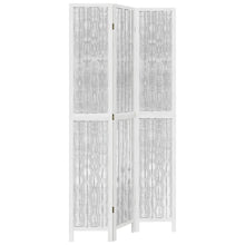 Kamerscherm met 3 panelen massief paulowniahout wit