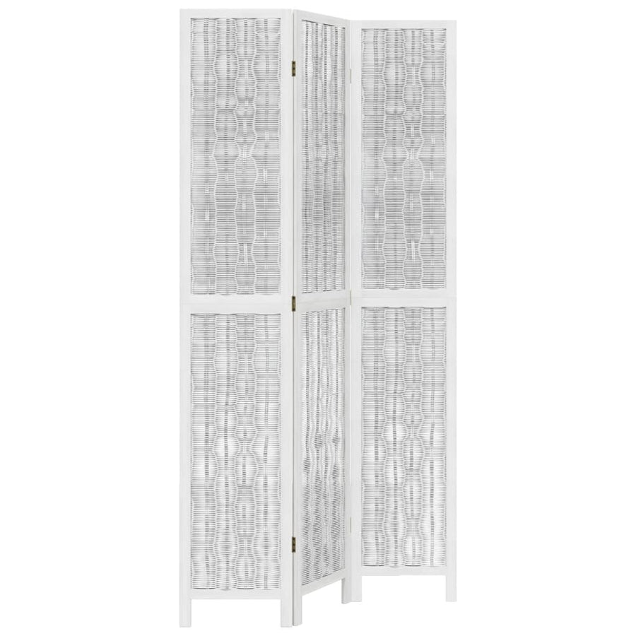 Kamerscherm met 3 panelen massief paulowniahout wit