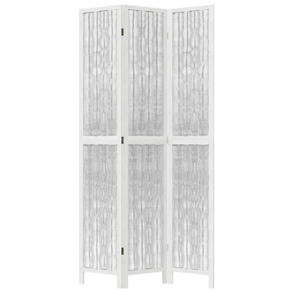 Kamerscherm met 3 panelen massief paulowniahout wit