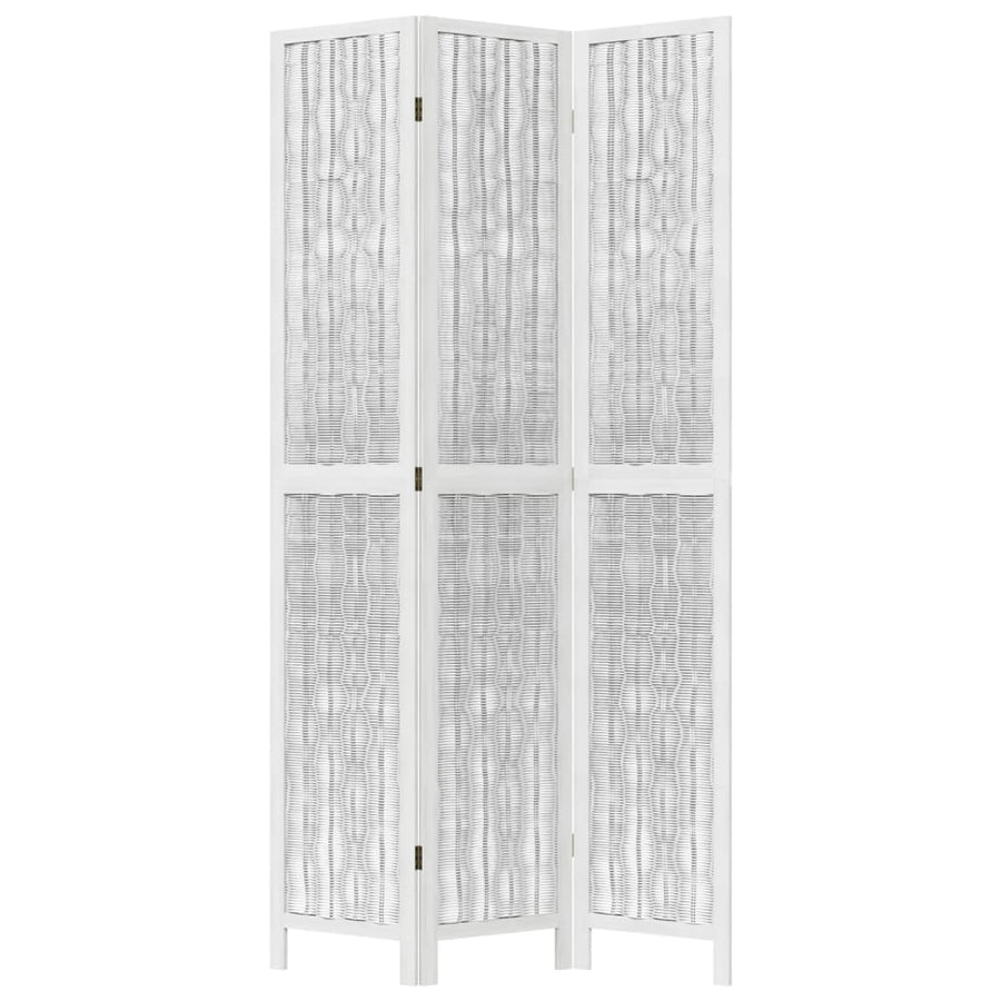 Kamerscherm met 3 panelen massief paulowniahout wit