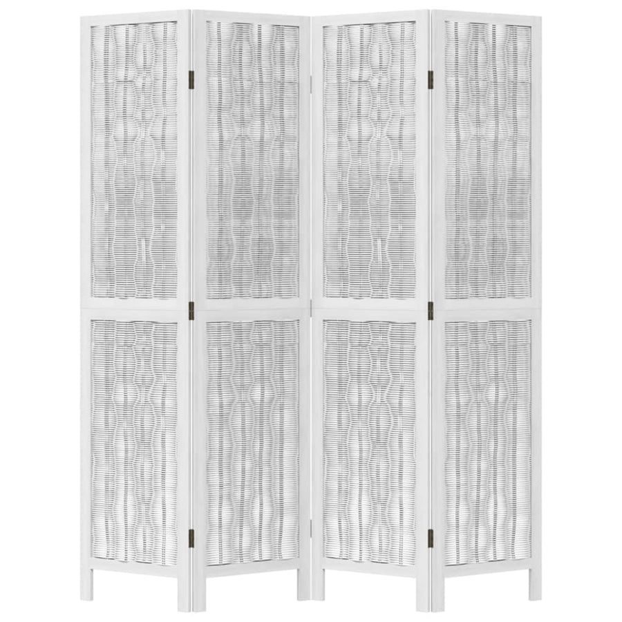 Kamerscherm met 4 panelen massief paulowniahout wit