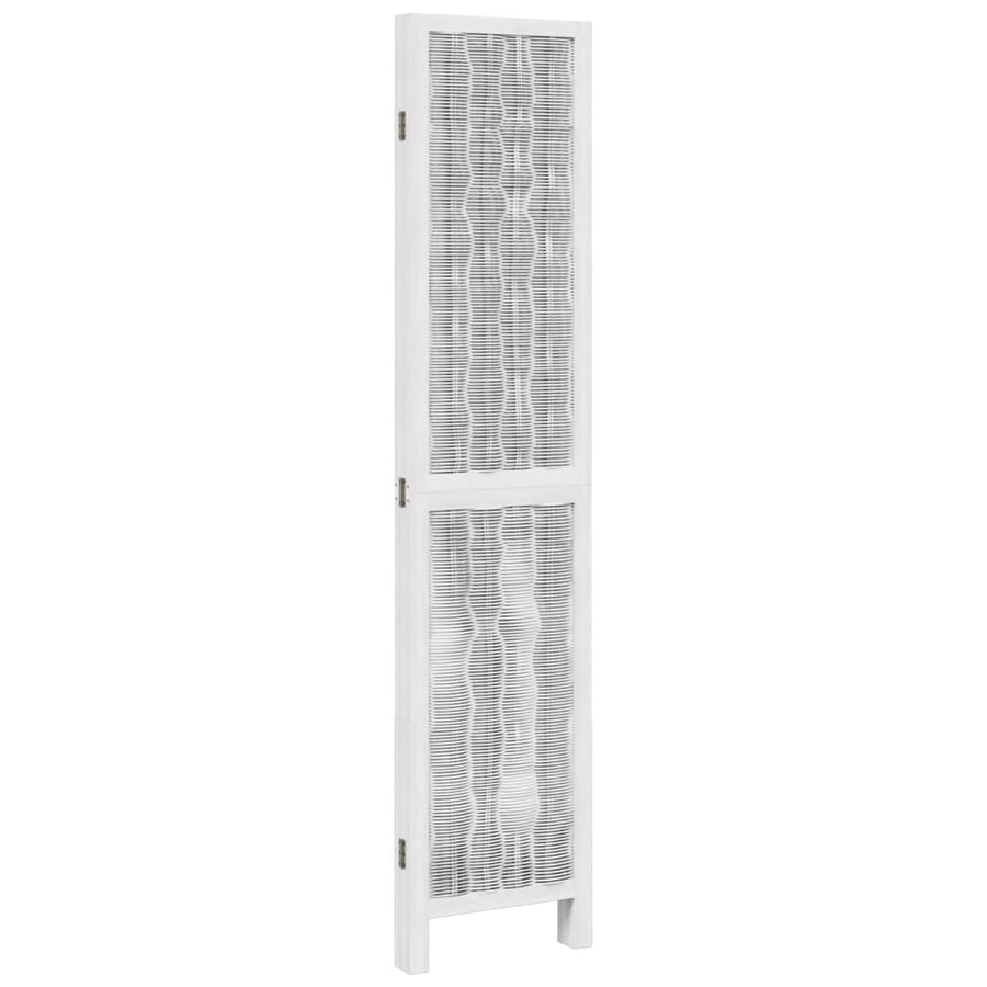Kamerscherm met 4 panelen massief paulowniahout wit