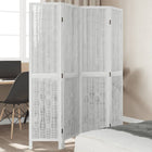 4-Panel Room Divider Solid Paulownia Wood White