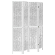 Kamerscherm met 4 panelen massief paulowniahout wit