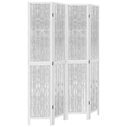 Kamerscherm met 4 panelen massief paulowniahout wit