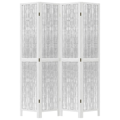 Kamerscherm met 4 panelen massief paulowniahout wit