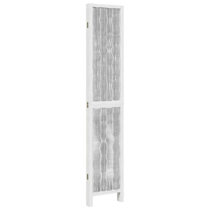 Kamerscherm met 4 panelen massief paulowniahout wit