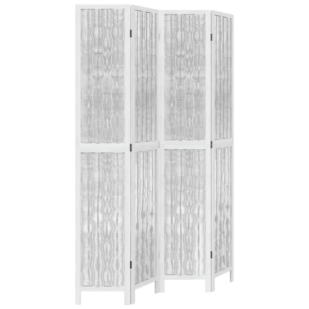 Kamerscherm met 4 panelen massief paulowniahout wit