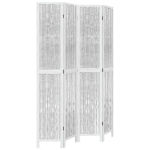 Kamerscherm met 4 panelen massief paulowniahout wit