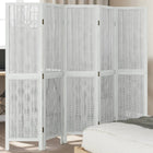 5-Panel Room Divider Solid Paulownia Wood White