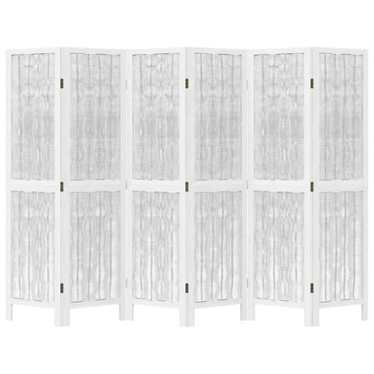 Kamerscherm met 6 panelen massief paulowniahout wit