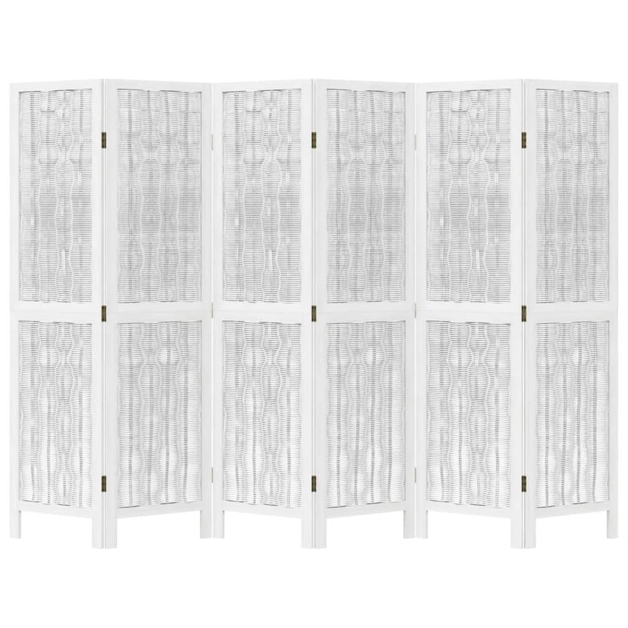 Kamerscherm met 6 panelen massief paulowniahout wit