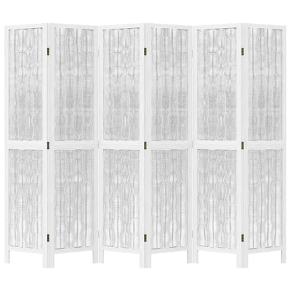 Kamerscherm met 6 panelen massief paulowniahout wit