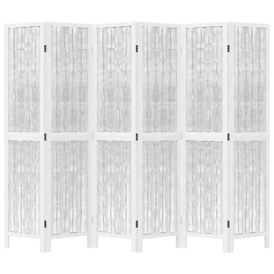 Kamerscherm met 6 panelen massief paulowniahout wit