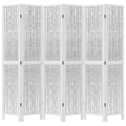 Kamerscherm met 6 panelen massief paulowniahout wit