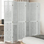 Room divider with 6 panels solid paulownia wood white