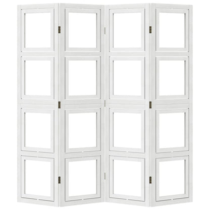 Kamerscherm met 4 panelen massief paulowniahout wit