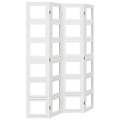 Kamerscherm met 4 panelen massief paulowniahout wit