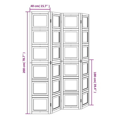 Kamerscherm met 4 panelen massief paulowniahout wit
