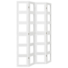 Kamerscherm met 4 panelen massief paulowniahout wit