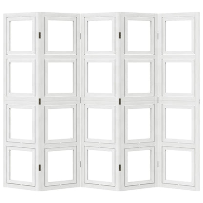 Kamerscherm met 5 panelen massief paulowniahout wit