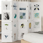 5-Panel Room Divider Solid Paulownia Wood White
