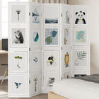 5-Panel Room Divider Solid Paulownia Wood White