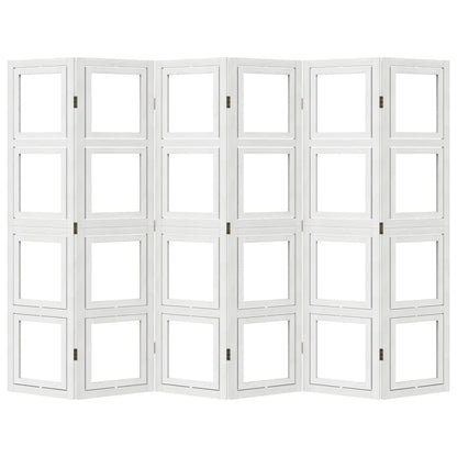 Kamerscherm met 6 panelen massief paulowniahout wit