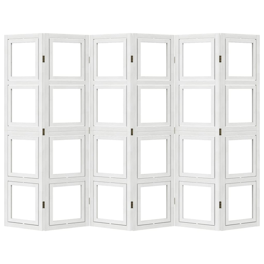 Kamerscherm met 6 panelen massief paulowniahout wit