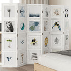 Room divider with 6 panels solid paulownia wood white