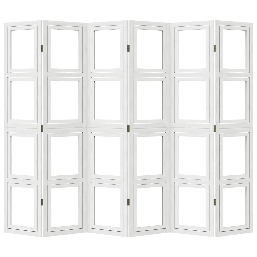 Kamerscherm met 6 panelen massief paulowniahout wit