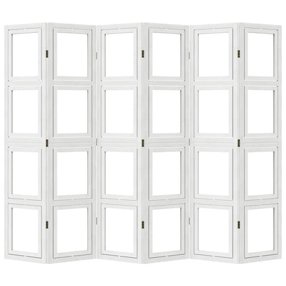 Kamerscherm met 6 panelen massief paulowniahout wit