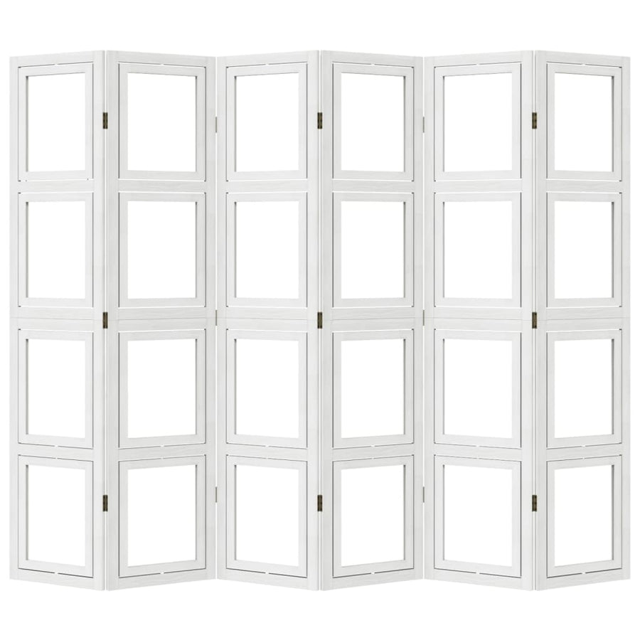 Kamerscherm met 6 panelen massief paulowniahout wit