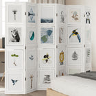 Room divider with 6 panels solid paulownia wood white