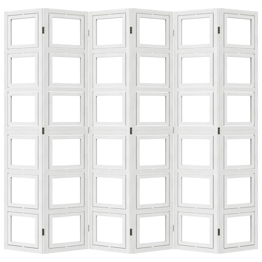 Kamerscherm met 6 panelen massief paulowniahout wit