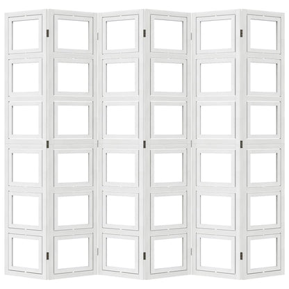 Kamerscherm met 6 panelen massief paulowniahout wit