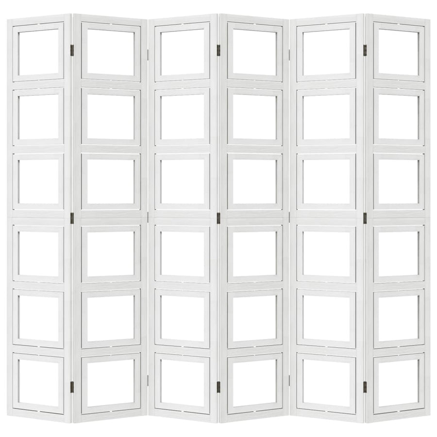 Kamerscherm met 6 panelen massief paulowniahout wit