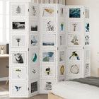 Room divider with 6 panels solid paulownia wood white