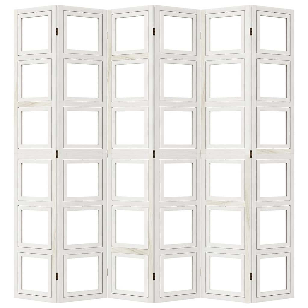 Kamerscherm Met 6 Panelen Massief Paulowniahout Wit 6