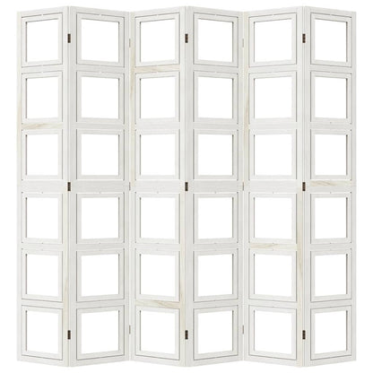 Kamerscherm Met 6 Panelen Massief Paulowniahout Wit 6