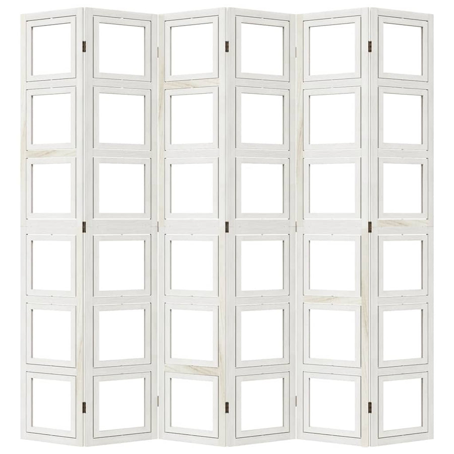 Kamerscherm Met 6 Panelen Massief Paulowniahout Wit 6