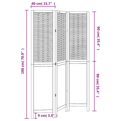 Kamerscherm Met 3 Panelen Massief Paulowniahout Donkerbruin Blauw