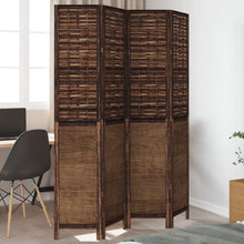 Kamerscherm Met 4 Panelen Massief Paulowniahout Donkerbruin